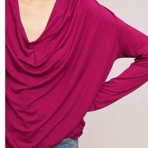 Anthropologie Maeve drape front jersey long sleeve top